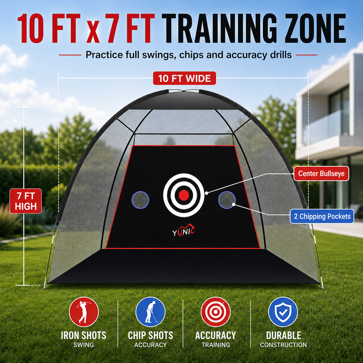 Golf Practice Net – Tent Style, 10 × 7 ft