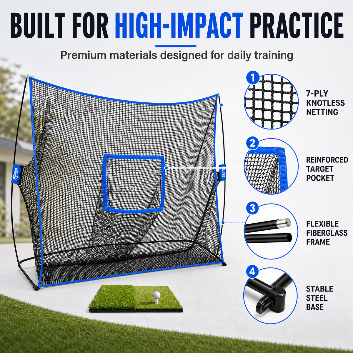 Golf Practice Net – Surface Wall, 10 × 7 ft