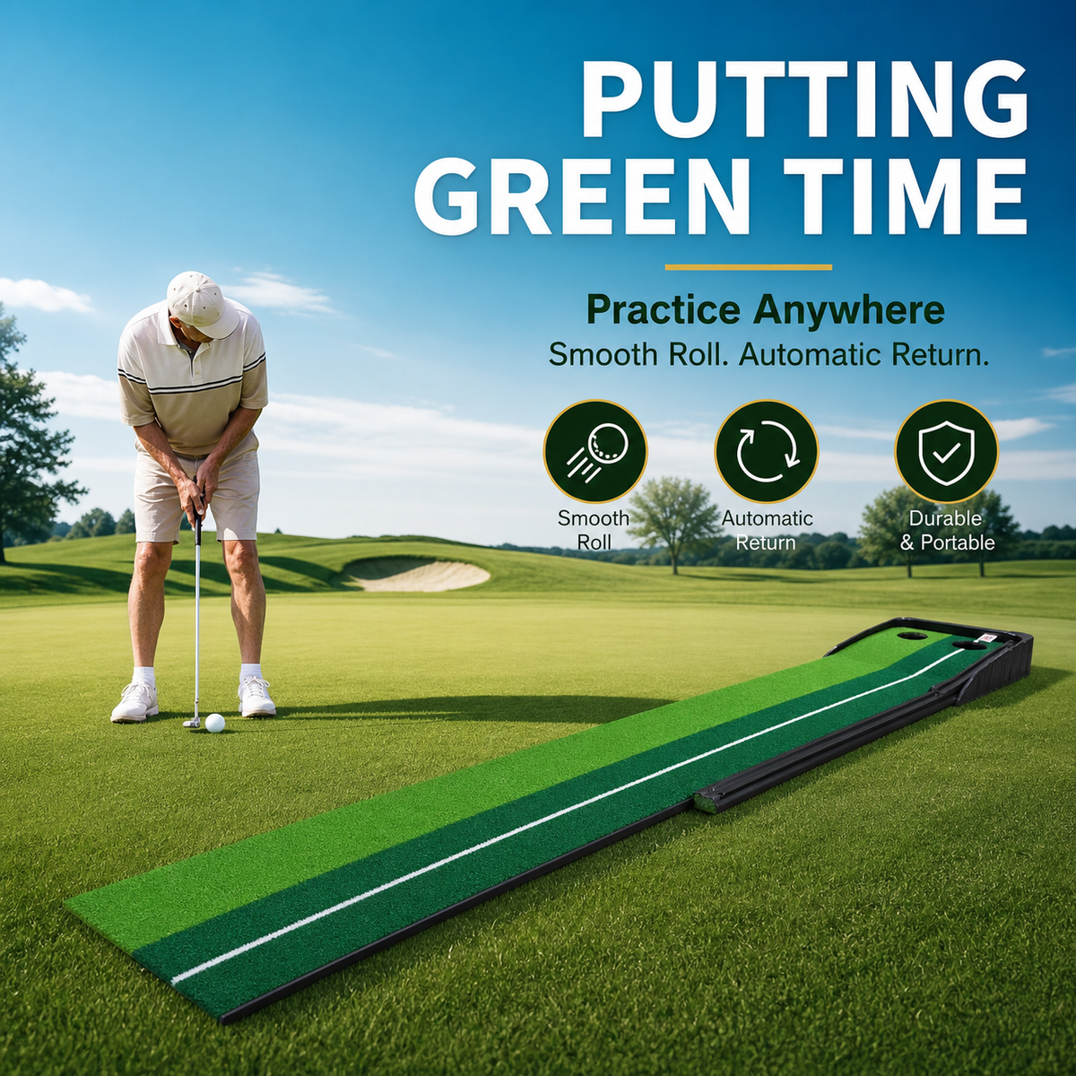 Portable Putting Mat – 8 or 10 ft