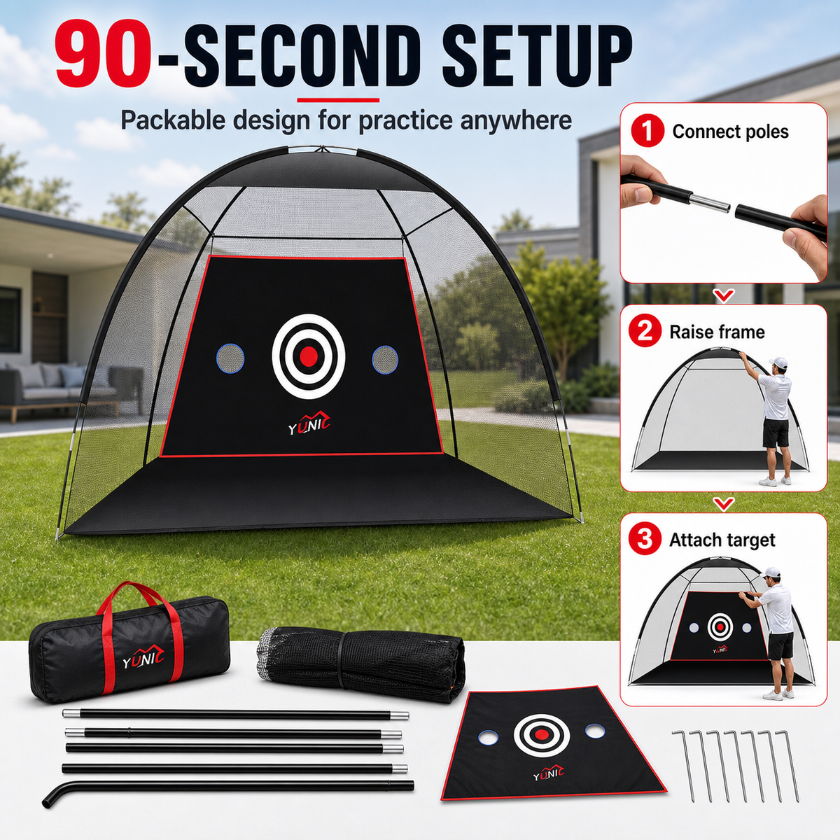 Golf Practice Net – Tent Style, 10 × 7 ft