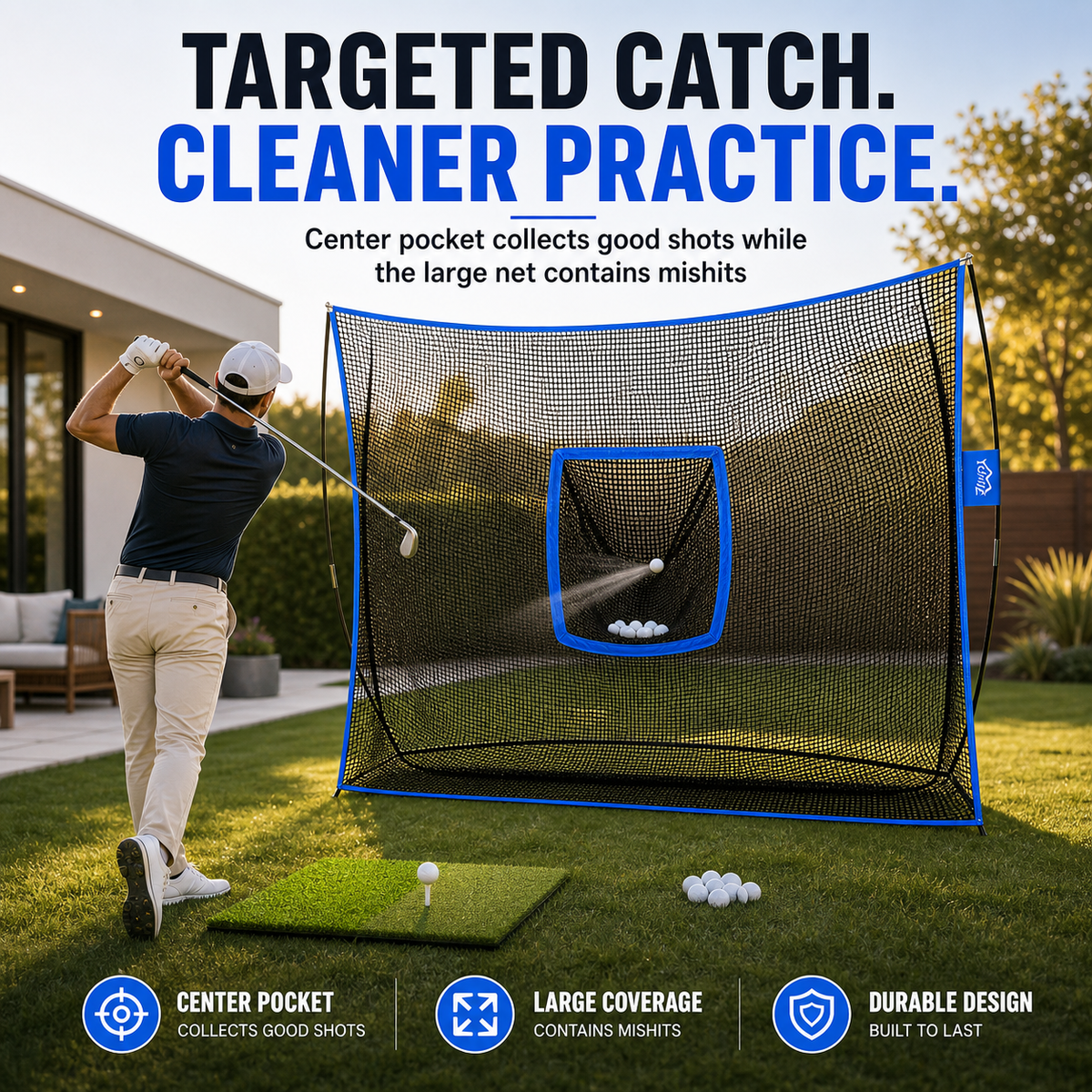 Golf Practice Net – Surface Wall, 10 × 7 ft
