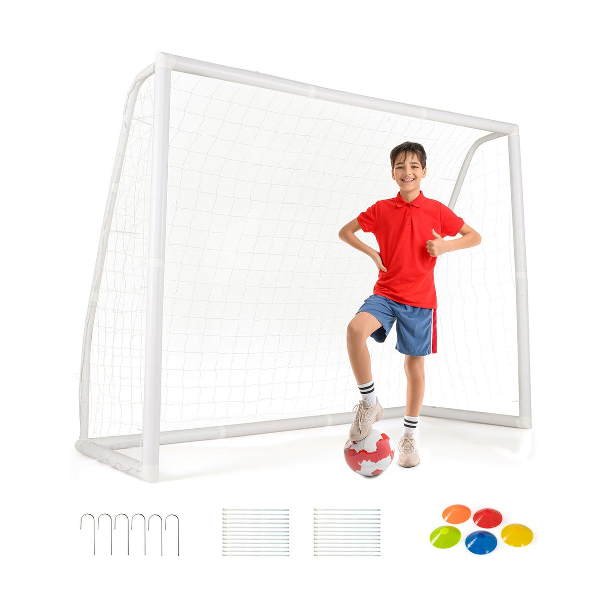 8' x 6' Soccer Goal with Ground Stakes and Soccer Cones